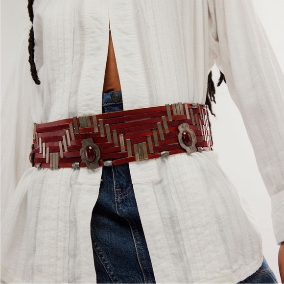 Free People Bonita Leather Wrap Belt in Artemis New wtag